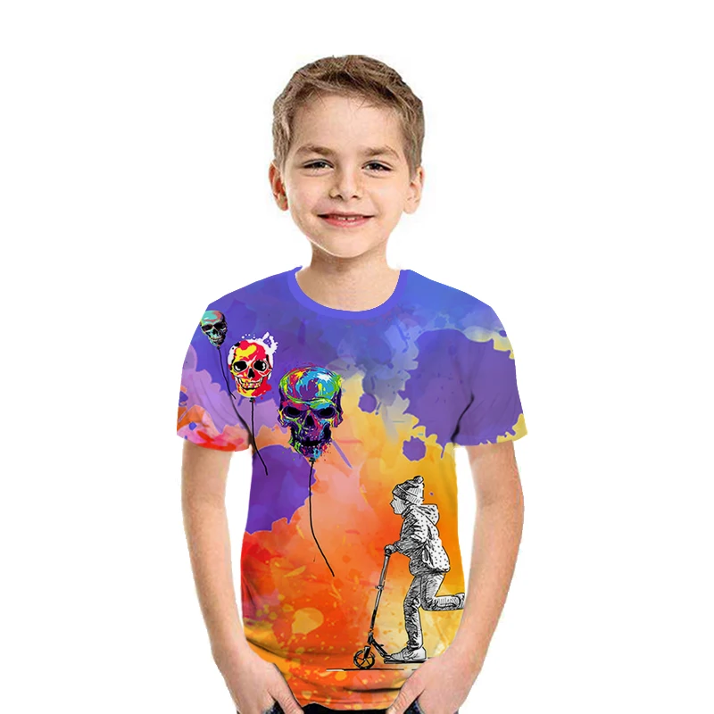 

2021 boys and girls fashion casual summer 3D printing printed shirt short-sleeved T-shirt round neck children's sports T-shirt