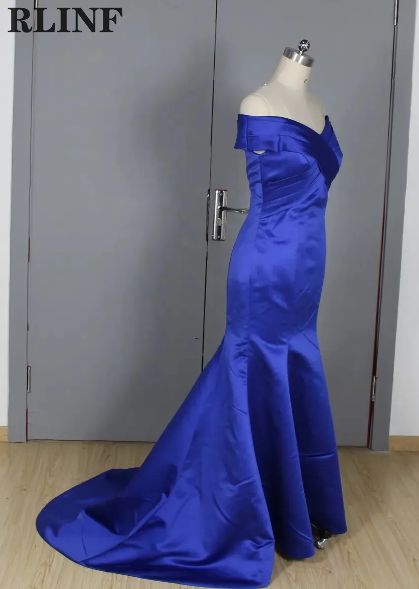 

New Royal Blue OFF the Shoulder Mermaid Floor Length with train Custom Evening Formal Gown
