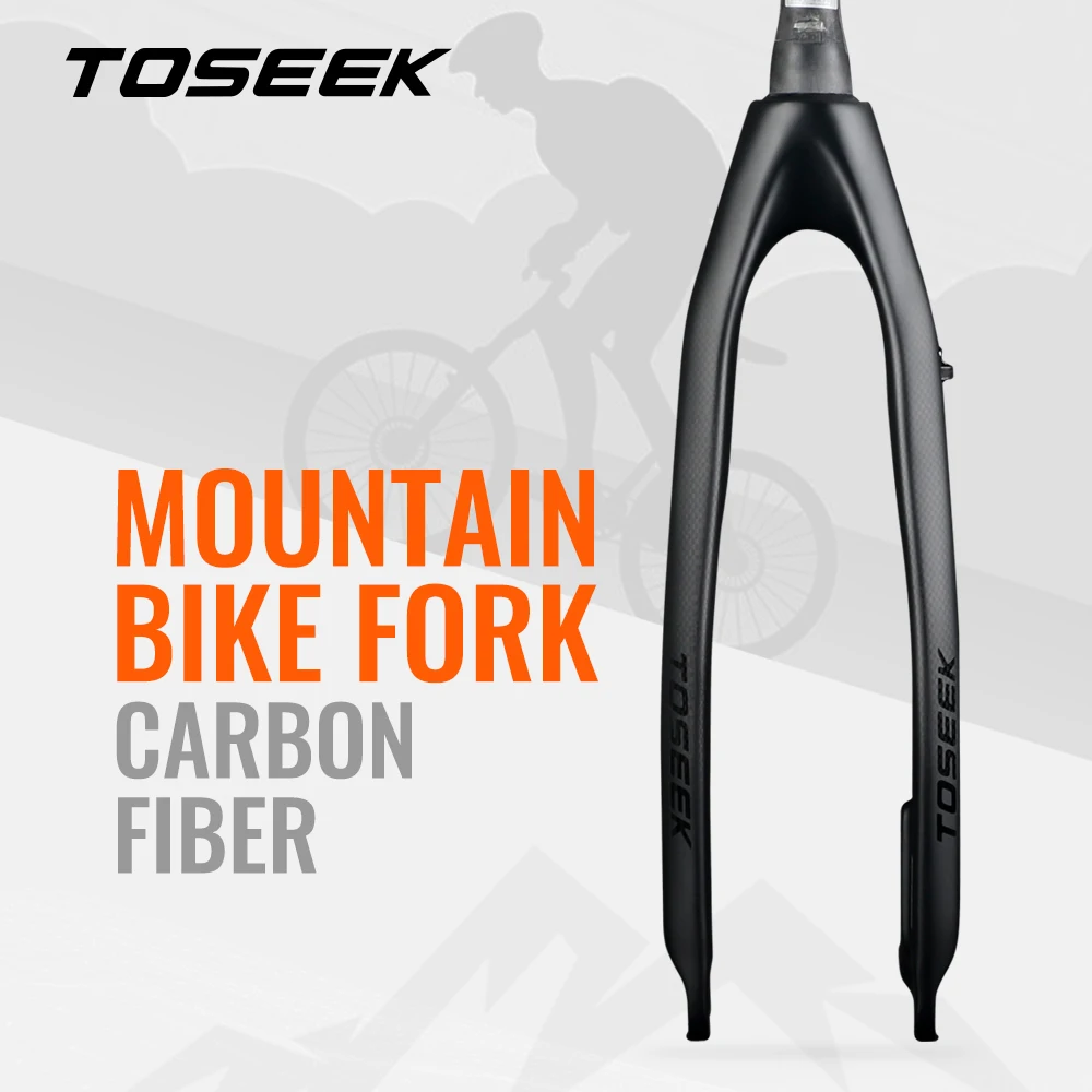 

TOSEEK Travel Bicycle Hard Fork Disc Brake Fork 26 /27.5/29 Inch Suspension Tapered Tube Carbon Fiber MTB Bike Fork Matt Black