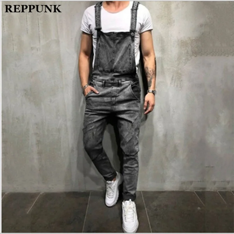 REPPUNK 2020 новый мужской джинсовый комбинезон Повседневная модная уличная одежда