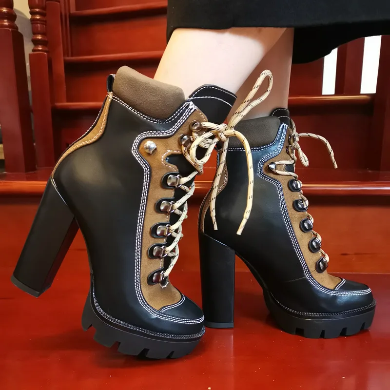 

Large women's boots waterproof platform short boots high heel medium heel boots thick heel women's Boots