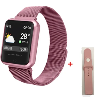 Pink add pink strap Bluetooth умные часы P68 с поддержкой кровяного кислорода, давления, сердечного ритма, IP68 Водонепроницаемые спортивные Смарт-часы для xiaomi huawei iphone - Цвет: Pink add pink strap
