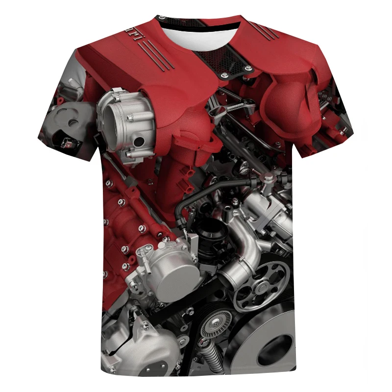 

Engine 3D T-shirt Supercar Engine Mechanical Print Harajuku Style T Shirt Men Women Summer Fashion Casual Short Sleeve Cool Tops