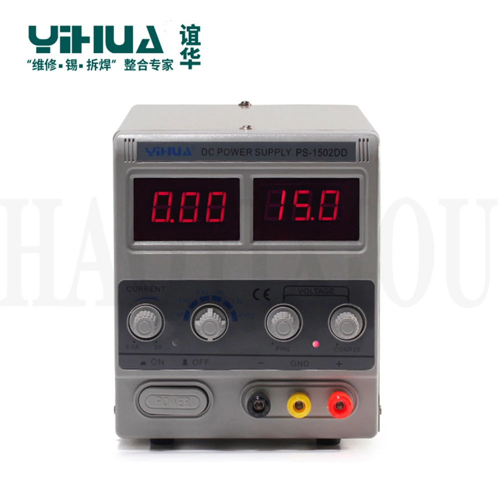 YIHUA 1502DD Регулируемый DC Питание 15V 2A Питание 3 знака после запятой высокое качество Мощность поставки 110 В 220 ЕС и США Разъем