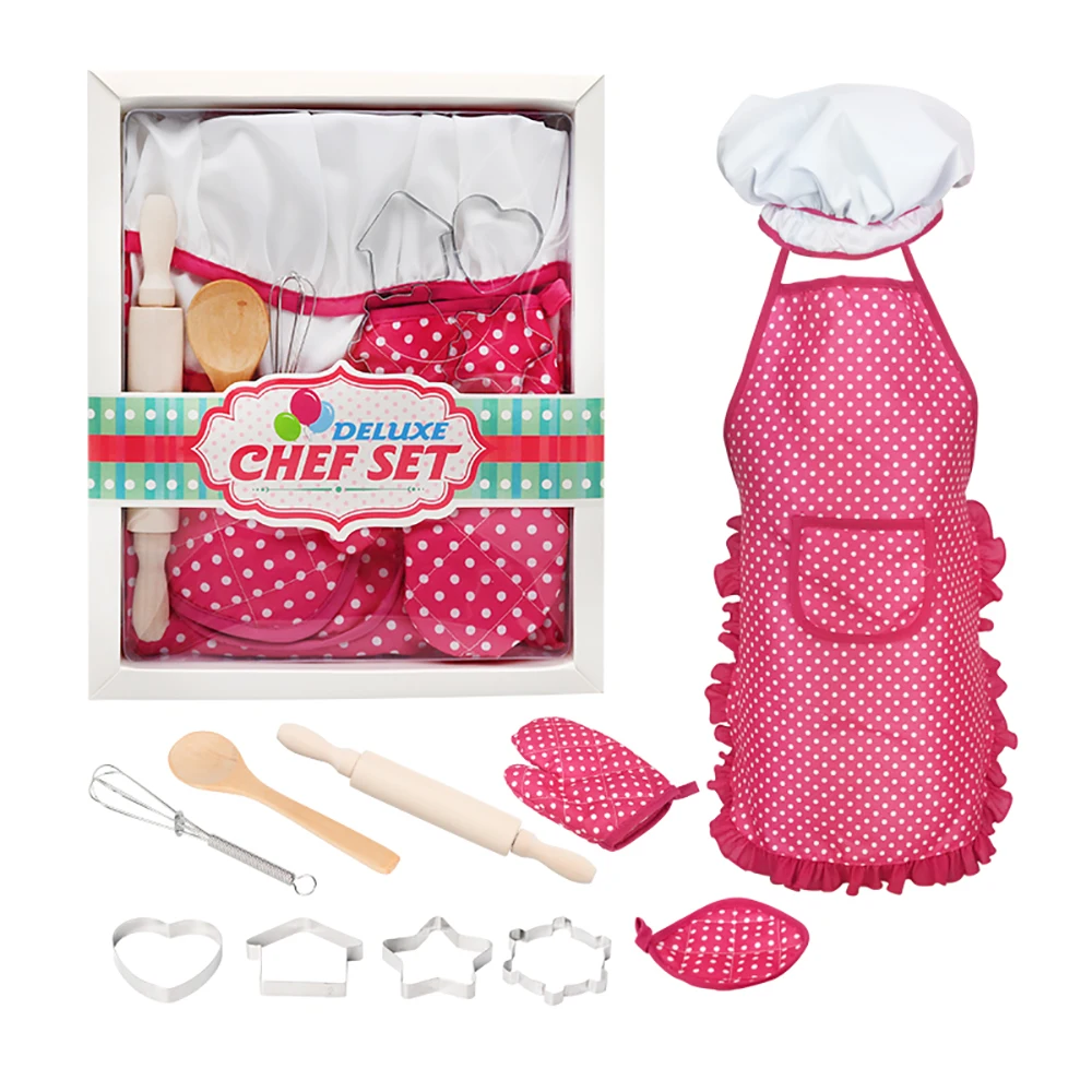 

Kids Baking Cooking Set Hat Apron Suit Baking Tools Kit Gift Children Kitchen Toy Set Kitchen Chef Costume Pretend Role Play Kit