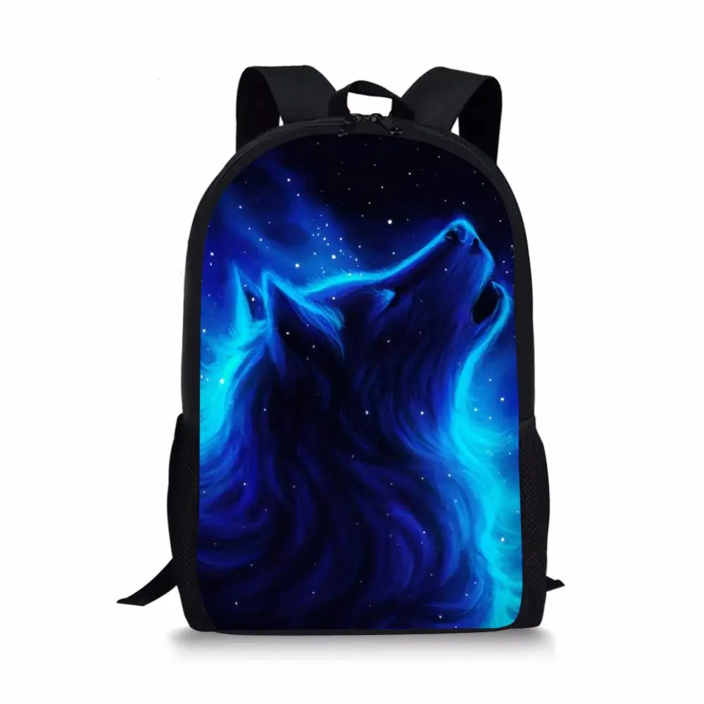 Children's Backpack Fantasy Wolf Pattern Toddler Kids School Book Bags Cartoon Animal Fashion Girls Travel Backpack