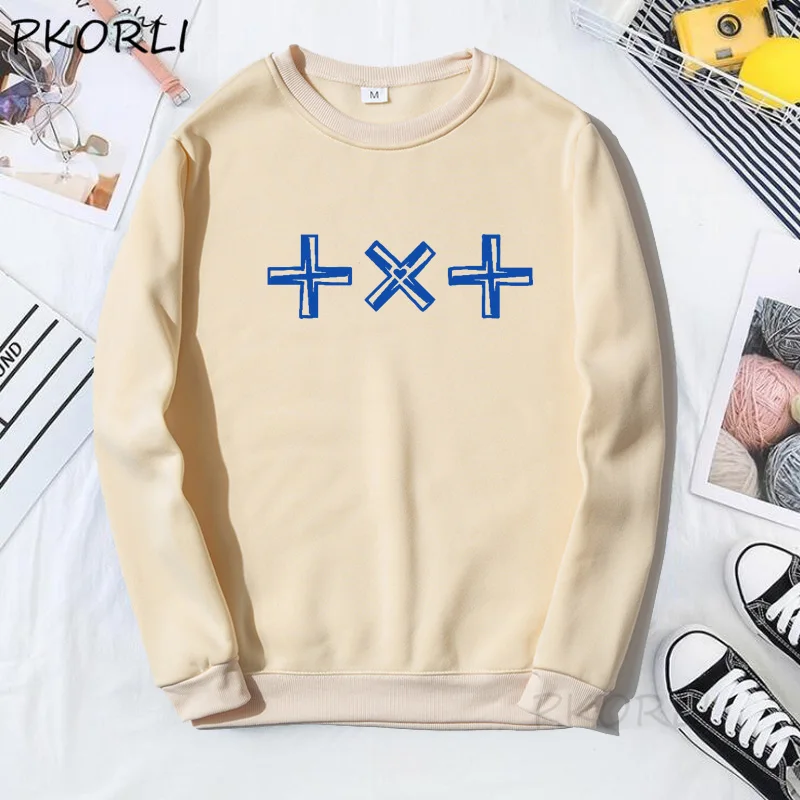 Женская флисовая толстовка Kpop TXT завтра пуловер в стиле Харадзюку толстовки