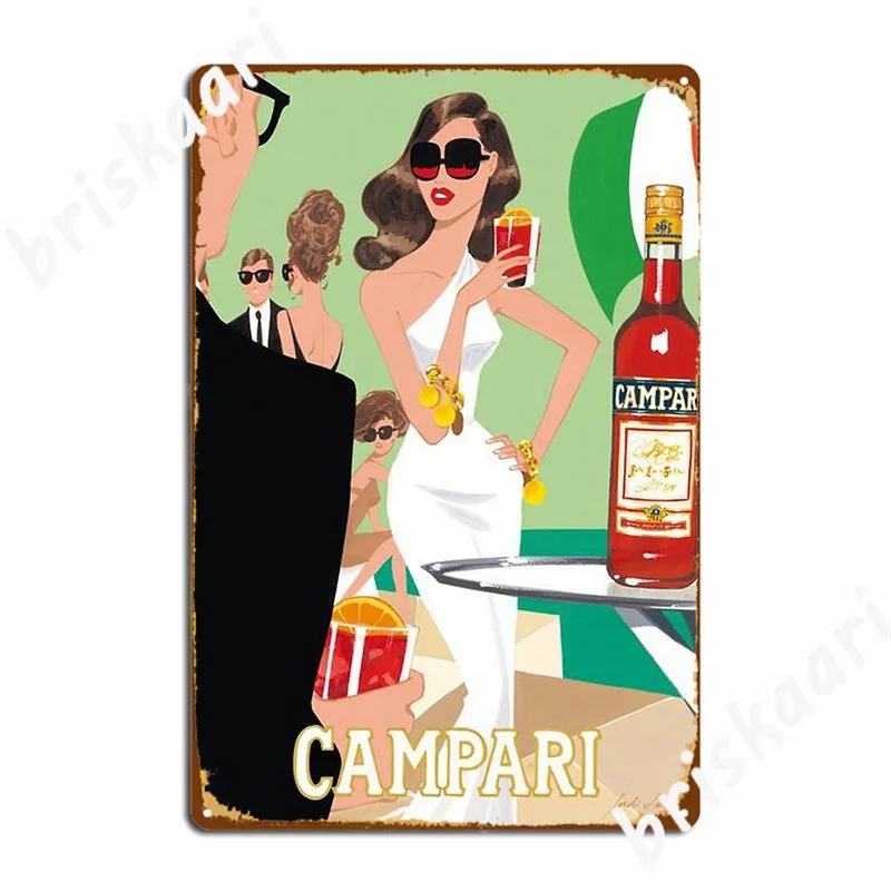

Coasts Aperitif Advertisement Poster 1970 Campari Vintage Cordial Italian Riviera Amalfi Metal Sign Party Classic