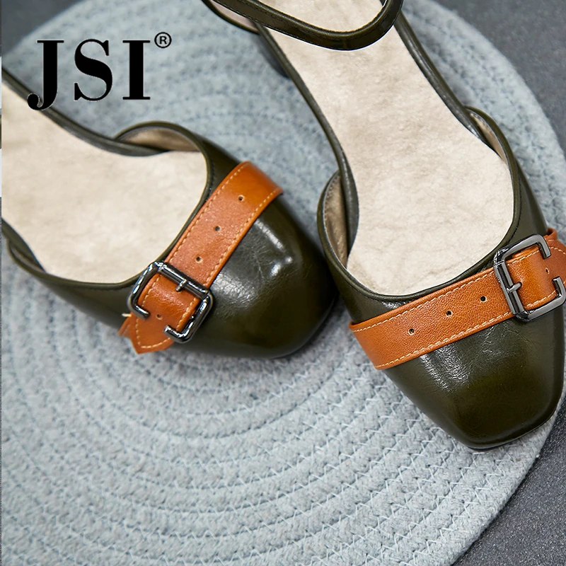 JSI/женские туфли-лодочки однотонные женские туфли на квадратном каблуке средней высоты с пряжкой демисезонные туфли-лодочки женская обувь из микрофибры je95