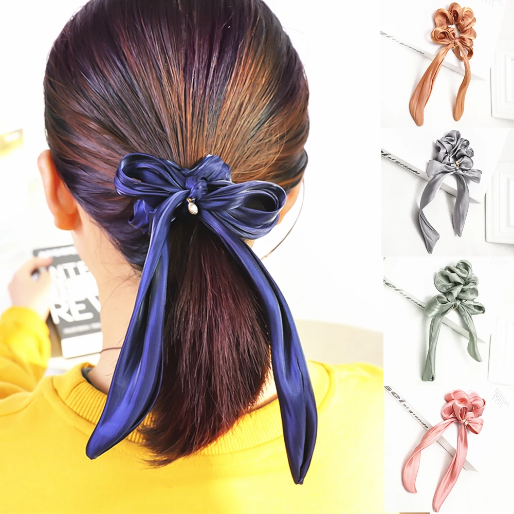 Женская тиара атласная лента с бантом повязка для волос резинка держатель