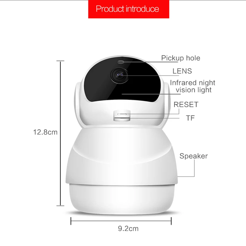 

1080P 360 WIFI IP Camera 4X DIGITAL ZOOM PIR Motion SensorTF Card Storage Baby Monitor Support Two-way Audio