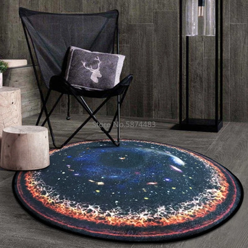 Starry Sky Round Carpet Rug For Living Room Children Bedroom Chair Rugs Anti-Slip Wear-Resisting Baby Crawling Mats Floormat | Дом и сад