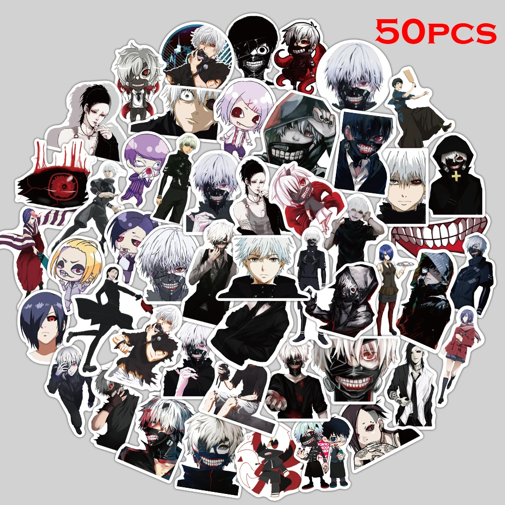 

50pcs Tokyo Ghoul Sticker Anime Series Graffiti Sticker DIY Bicycle Skateboard Luggage PVC Waterproof Material Toy Sticker