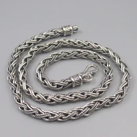 pure 925 sterling silver necklace width 7mm braided twisted rope chain necklace 56cm 92 93g for man gift