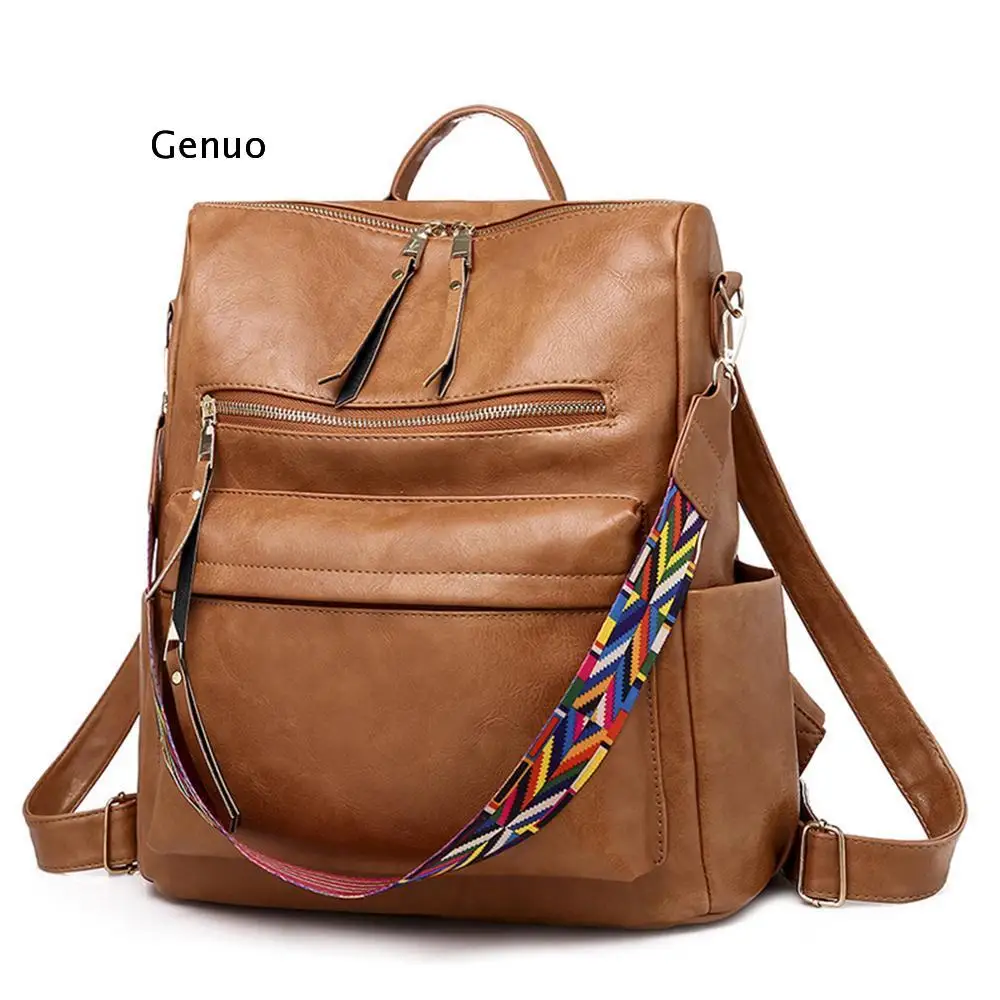 

Retro Large Backpack Women Pu Leather Rucksack Women's Knapsack Travel Backpacks Shoulder School Bags Schoolbag