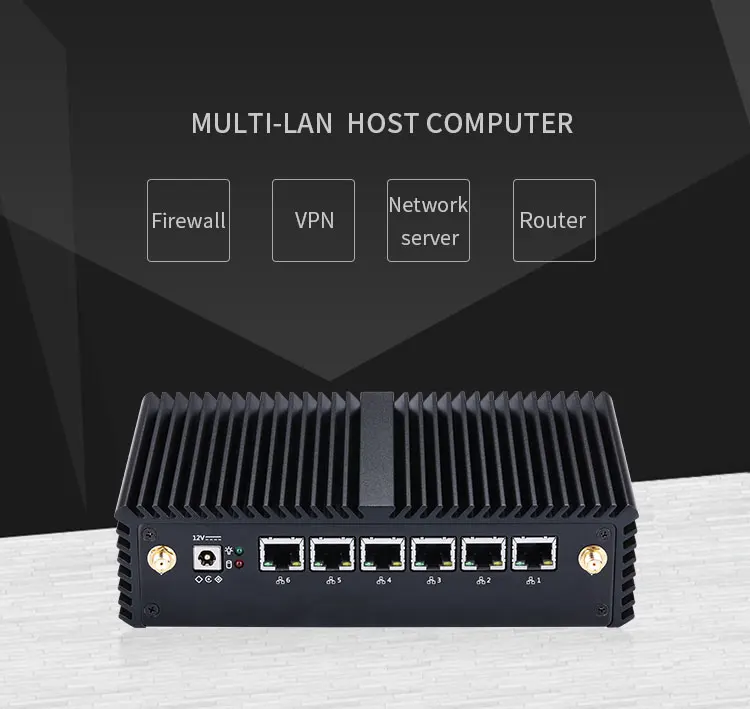 QOTOM Мини ПК Core i3 i5 i7 безвентиляторный ВПН компьютер 6 гигабитный Nic LAN AES-NI Pfsense брандмауэр сервер Ubuntu Sophos Q555G6 Q575G6