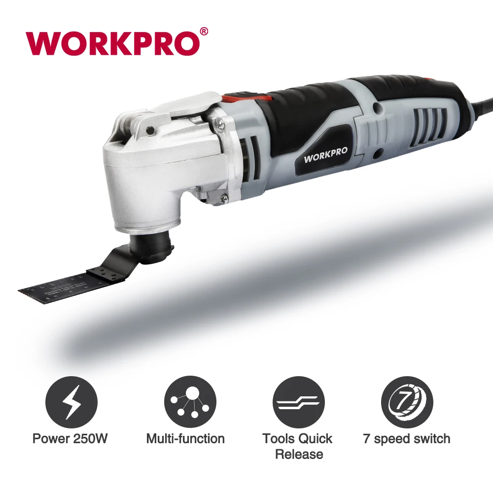 

WORKPRO 250W Oscillating Multi-Tool Electric Trimmer Saw Home Renovator Tool DIY Woodworking Tool With 40pc Accessory Kit