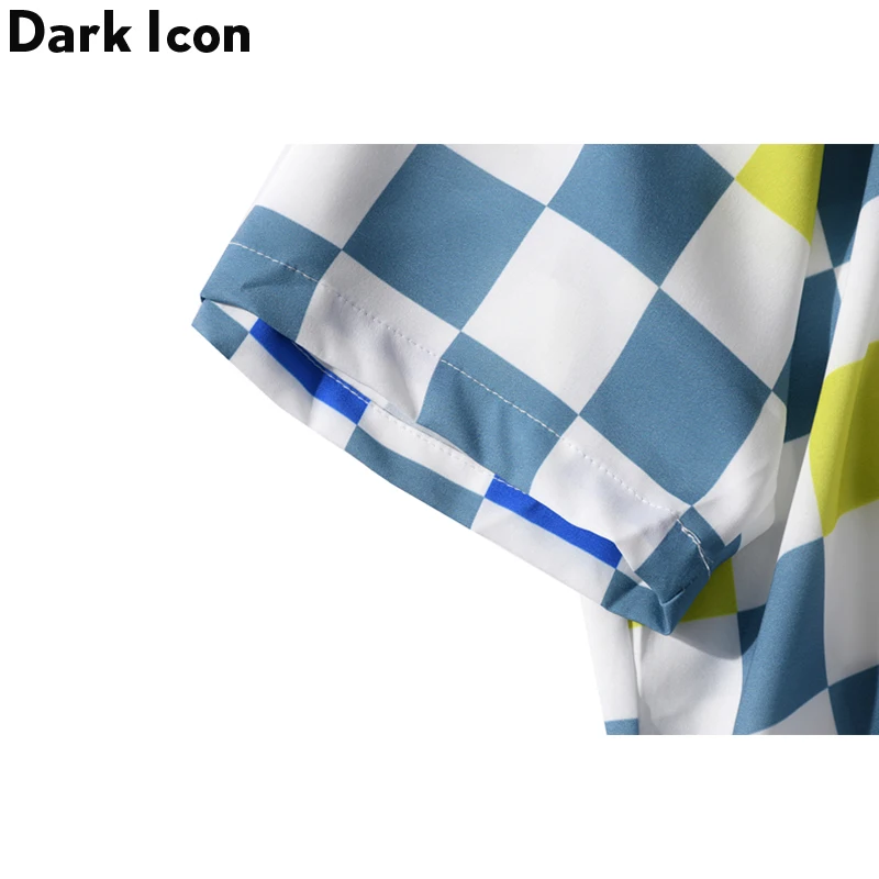 Мужская клетчатая рубашка Dark Icon Hawaii Style белая уличная одежда новинка