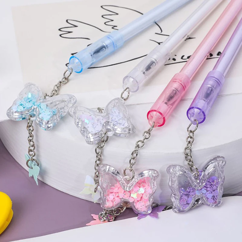 Butterfly Gel Pen Creative Kawaii Cute Fountain Student Stationery Writing Learning Office Supplies | Канцтовары для офиса и