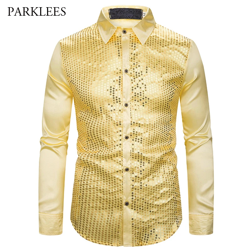 Роскошные оригинальные рубашки Мужская Новая приталенная рубашка с блестками