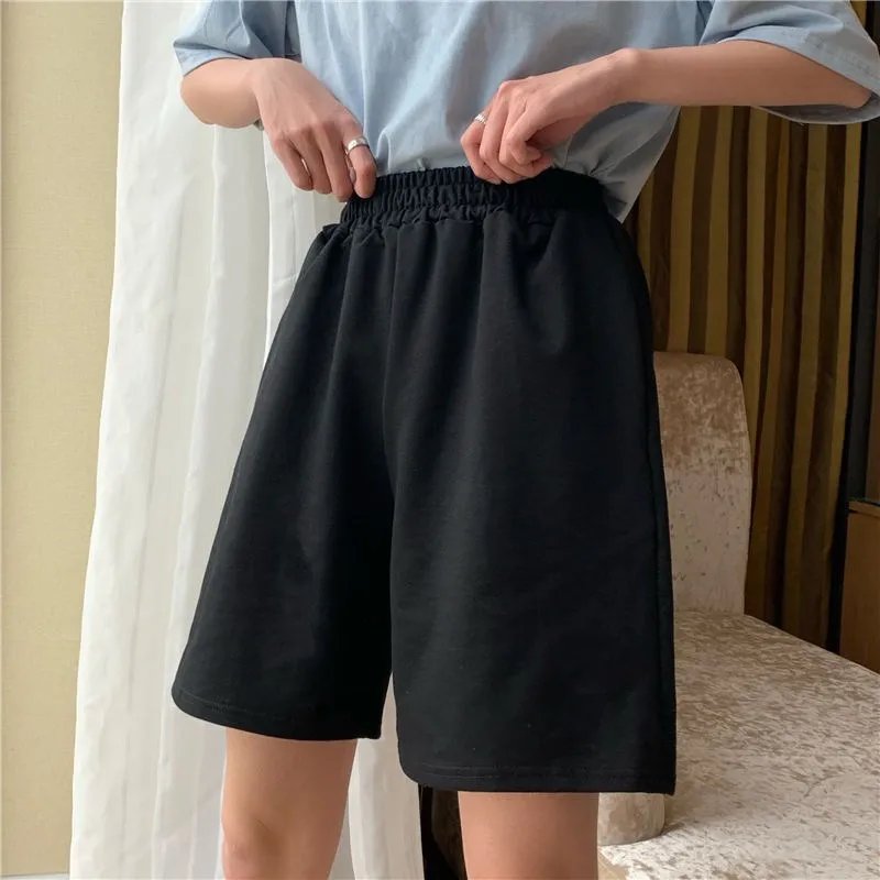 

Harajuku Solid Color Simple Shorts Women Loose Sport Summer Casual Running Biker Shorts Korean Lovely Girls Elasticity Short Ins