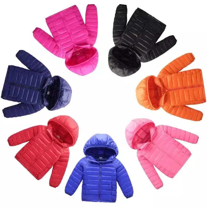 

Girls Boys Hooded Down Jackets For Kids Autumn Winter Coats Zipper Jacket Ski Outerwear Candy Color Clothing