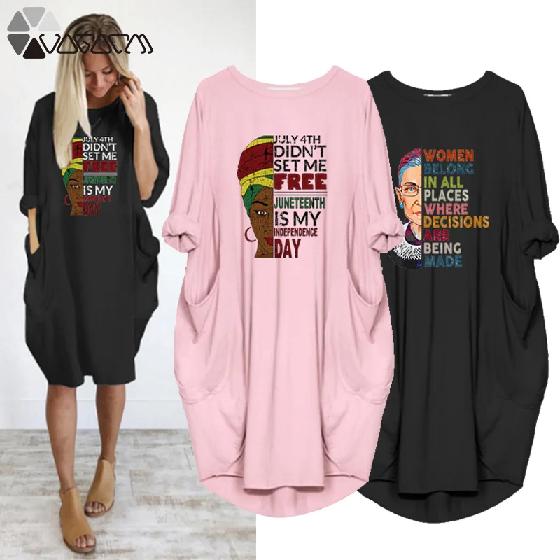 

Plus Size Women Loose Dresses Print Long Sleeve Pocket o Neck Casual Autumn Party Vintage Vestidos Mujer Femme Robes Streetwear