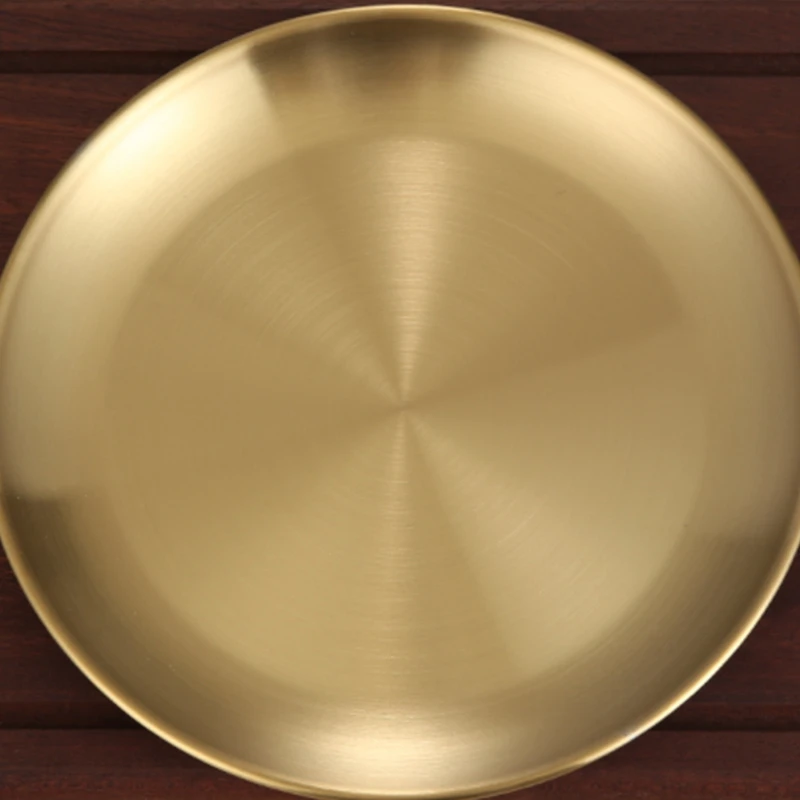 Утолщенный круглый поднос из нержавеющей стали для кафе фруктов тортов стейков