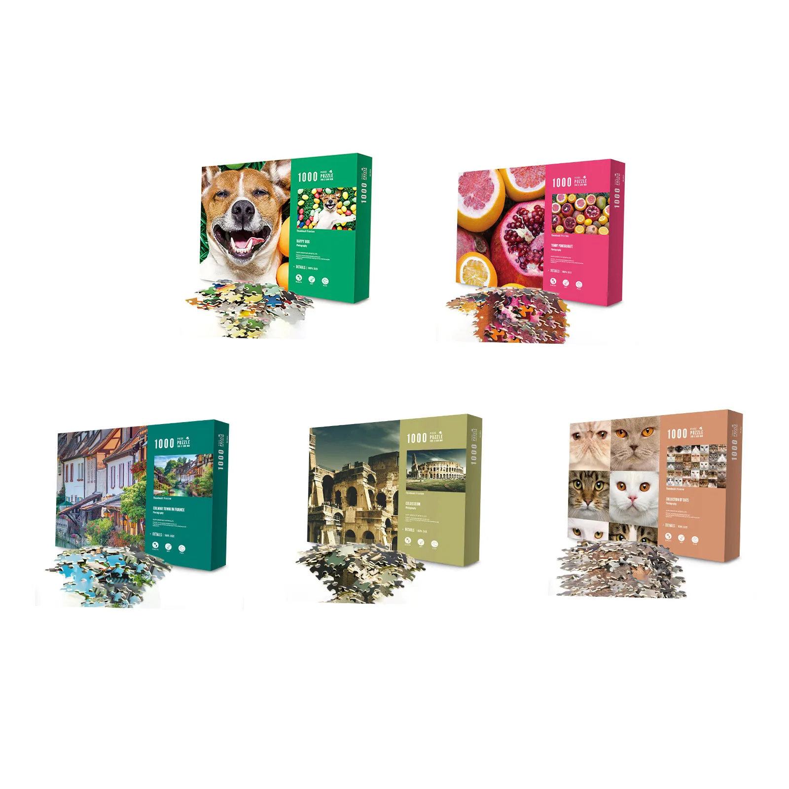 

1000pcs Kids Landscape Building Jigsaw Puzzle Animals Fruits Assembling Picture Jigsaws Puzzles Education Toy Living Room Decor