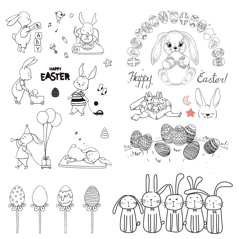 

Happy Easter / Lovely Rabbit Transparent Clear Stamps For DIY Scrapbooking/Card Making Stamps Fun Decoration Supplies