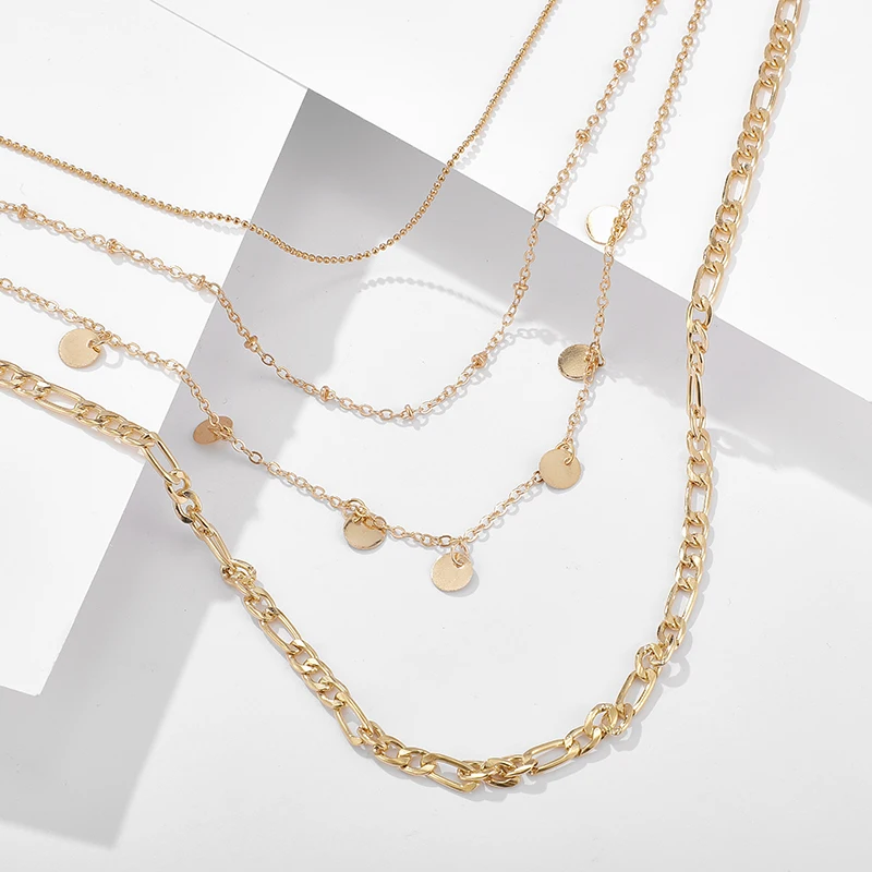 Tocona Elegance многослойное золотое ожерелье с подвеской для женщин модная вафельная