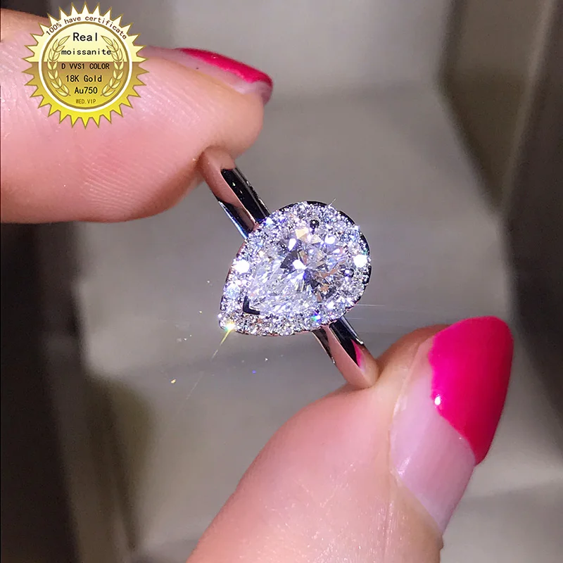 

18K goldr ring 1ct D VVS moissanite ring Engagement&Wedding Jewellery with certificate 0056