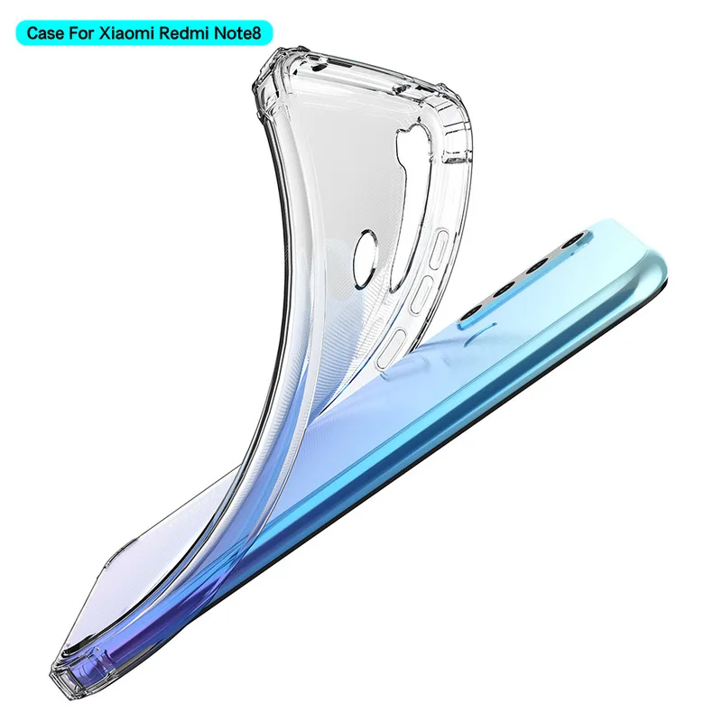 For Redmi Note 8 Pro Case Transparent Clear Soft Shockproof Back Cover 8T 8A Phone Protective |