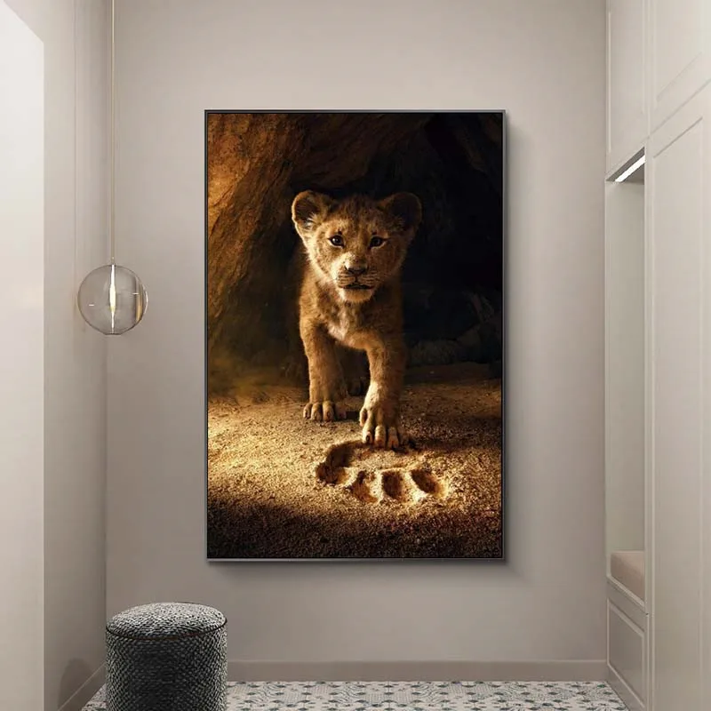 

The Lion King Tiny Simba Classic Cartoon Movie Poster And Prints Animal Canvas Painting On Wall Art For Kid Room Decor Picture