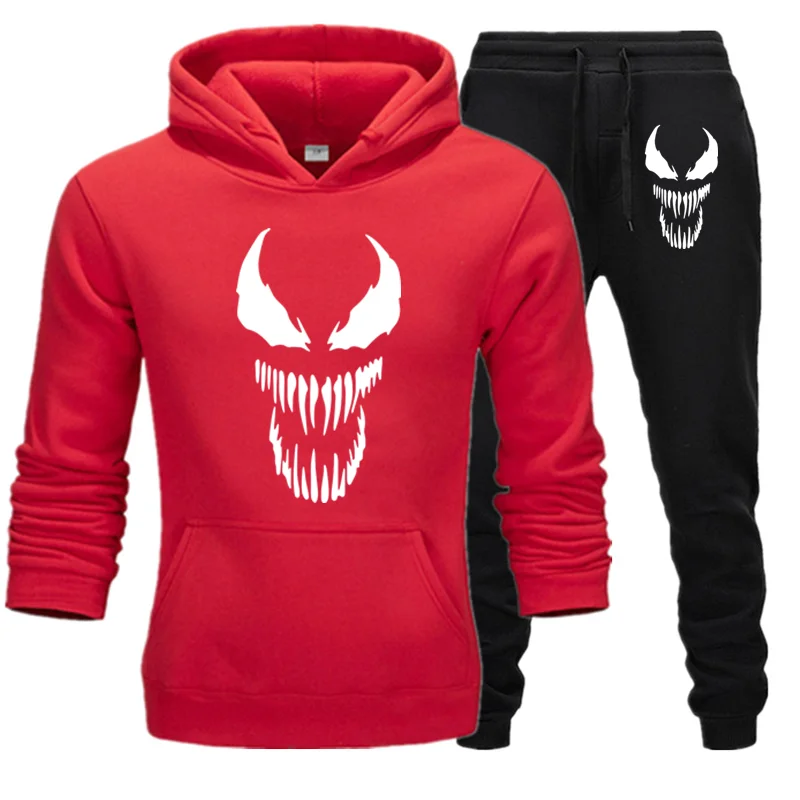 Venom спортивные костюмы для мужчин осень/зима толстовки+ брюки костюм Весенняя Толстовка Спортивная комплект Мужская толстовка с капюшоном для молодых студентов
