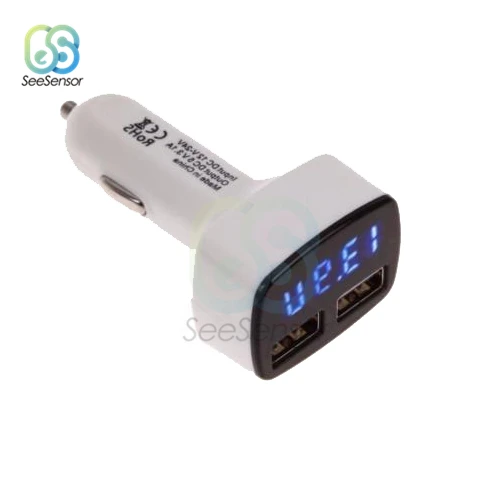 White Case Blue LED Двойной зарядное устройство USB 5 В 3.1A Универсальный 4 в 1 Напряжение/температура/измеритель тока адаптер тестера цифровой светодиодный Вольтметр Амперметр - Цвет: White Case Blue LED