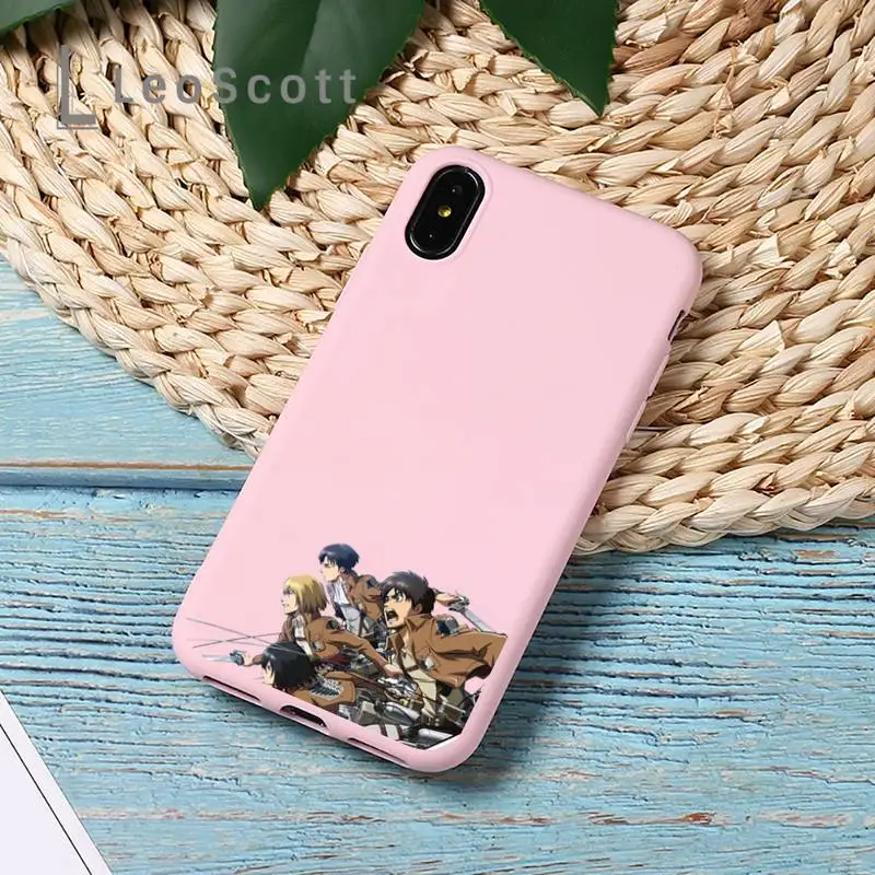 

Attack on Titan Phone Case Candy Color for iPhone 11 12 mini pro XS MAX 8 7 6 6S Plus X 5S SE 2020 XR