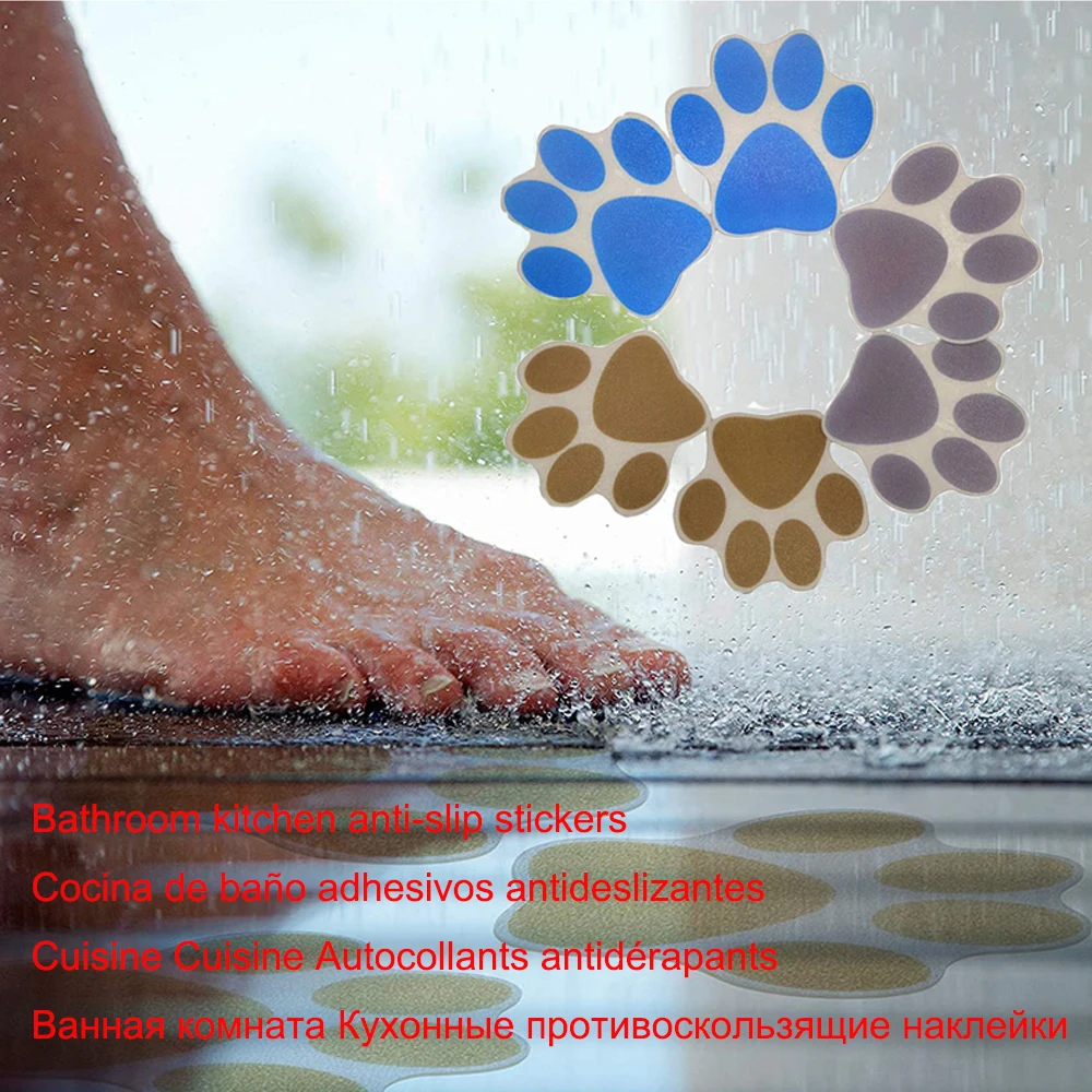 

CS Dog Footprint Stickers Cartoon Kitchen Bathroom Bathtub Stickers Slip Prevention Decals Self-Adhesive Tub Pasters