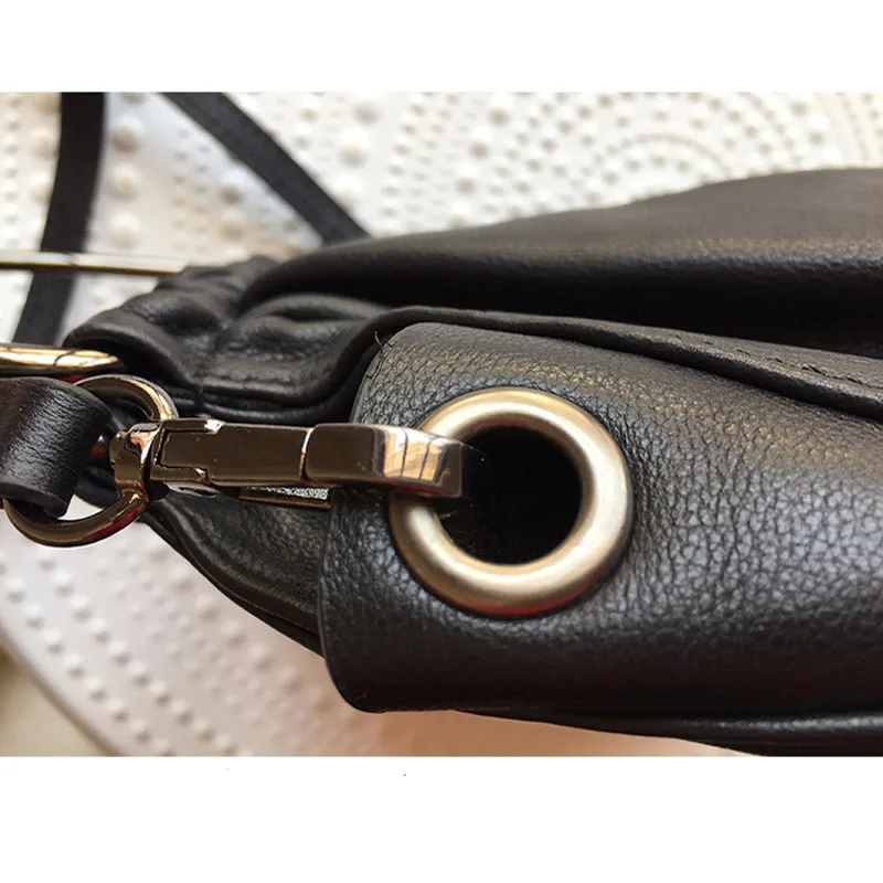 

Metal ring handbag first layer cowhide shoulder bag pure leather crossbody bag casual leather female bag