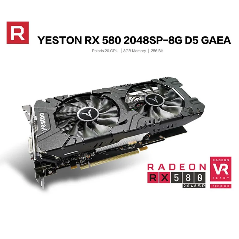 Yeston Radeon RX 580 GPU 8 ГБ GDDR5 256bit игровой настольный компьютер ПК видеокарты Поддержка DVI-D/HDMI/DP PCI-E X16 3,0