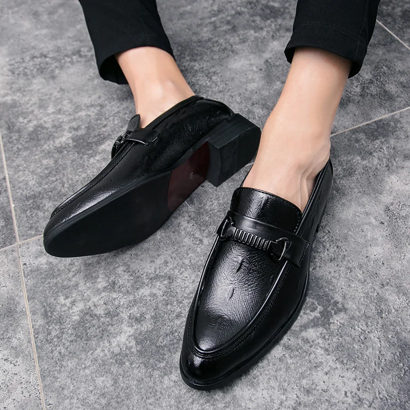 

Outdoor Fashion Wedding Men's Dress Shoes 2019 comfortable Leather Soft Out-sole Non-slip slip on Business Casual Shoes men