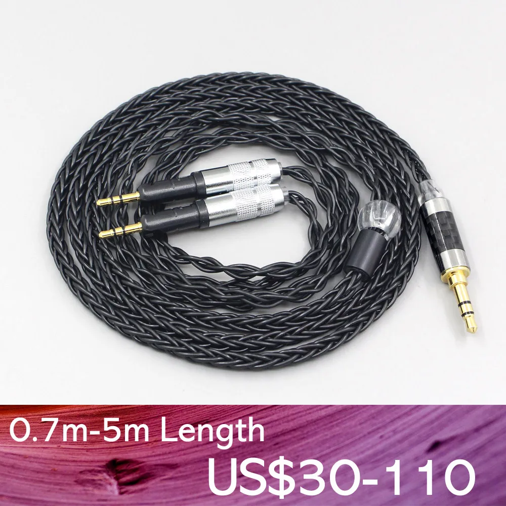 LN007467 4 мм xlr 2 5 6 8 жильный черный посеребренный плетеный кабель для наушников