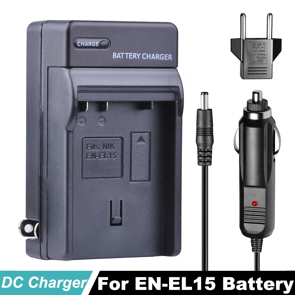 

EN-EL15 EN15 EN EL15 Battery Charger +EU Adapter Car Charger For Nikon Cameras D7000 D7100 D7200 D8000 600 800 D810 D610 D750