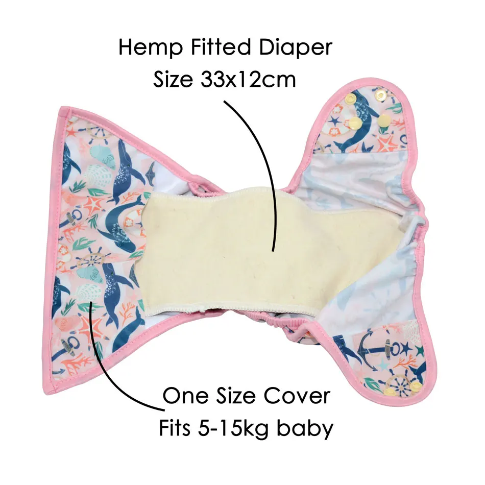 Пеньковый подгузник для подгузников HappyFlute чехол одного размера карманный 33x12