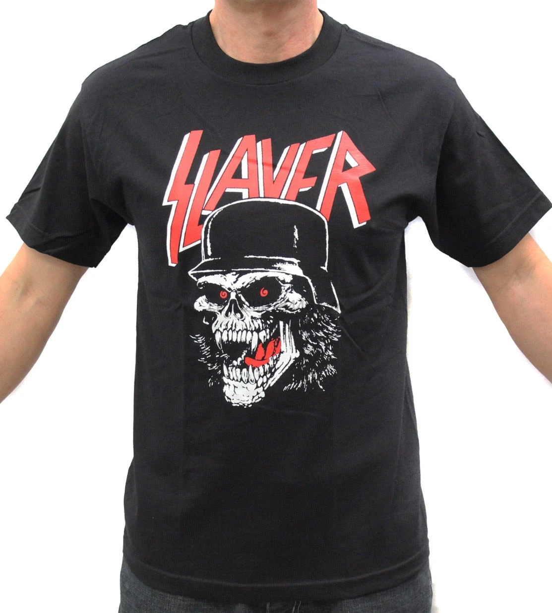 Slayer шлем с черепом Thrash металлическая полоса графическая футболка хлопок Высокое