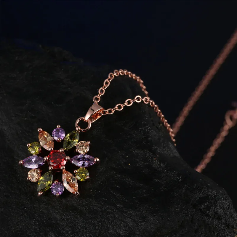 Набор подвесных колец 585 розовый позолоченный циркониевый набор с инкрустацией