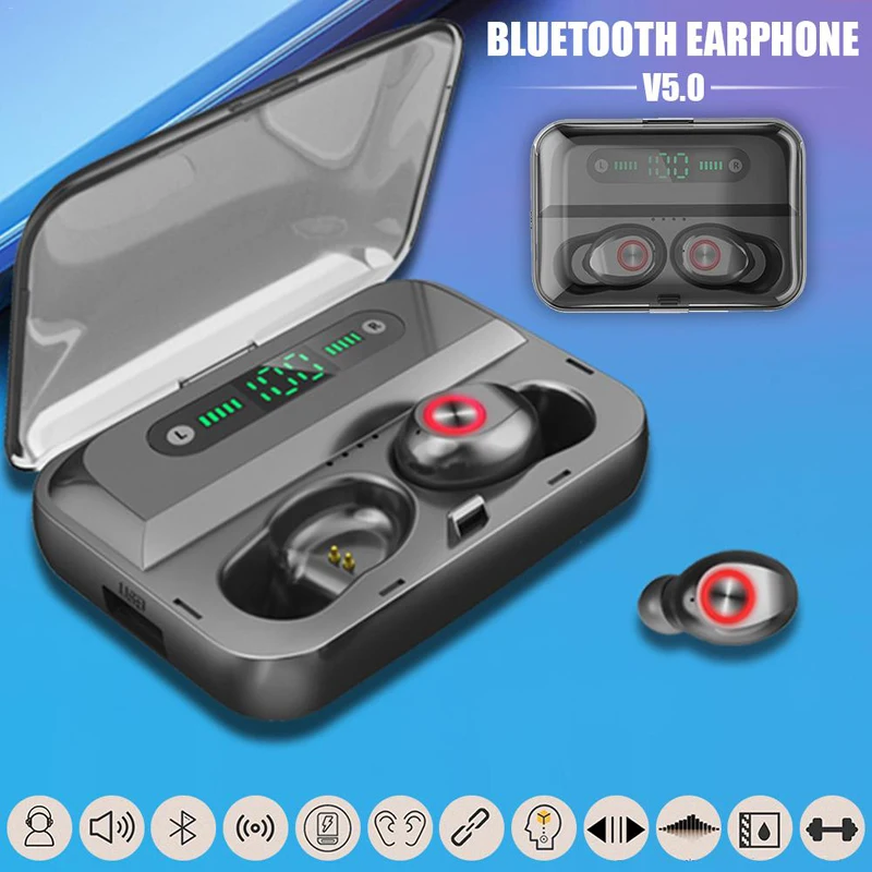 Беспроводные Bluetooth наушники 5 0 светодиодный внешний аккумулятор Display1200mA