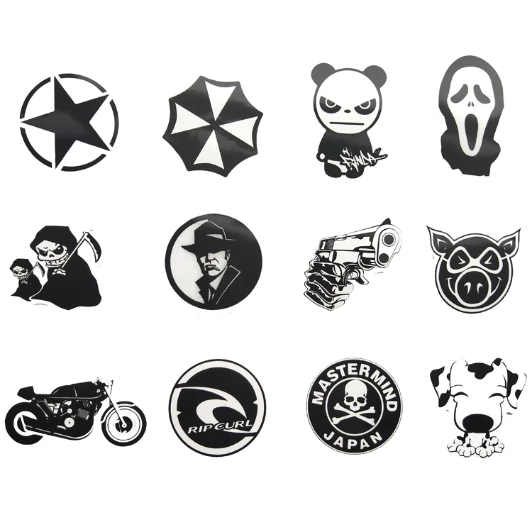 60 шт. черные и белые граффити водонепроницаемые автомобильные наклейки для