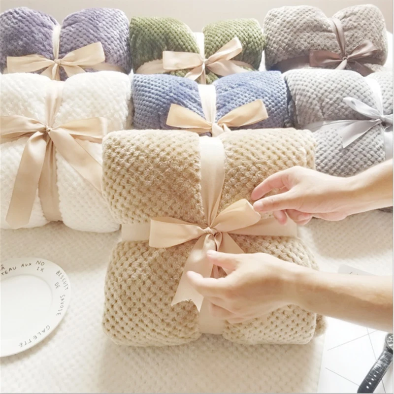 Коралловое Флисовое одеяло в виде ананаса летние и зимние пушистые клетчатые