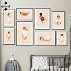 Декор детской комнаты, Настенная картина для мамы и ребенка, Картина на холсте, скандинавские Мультяшные плакаты и принты, современный стиль, плакат, декор для спальни